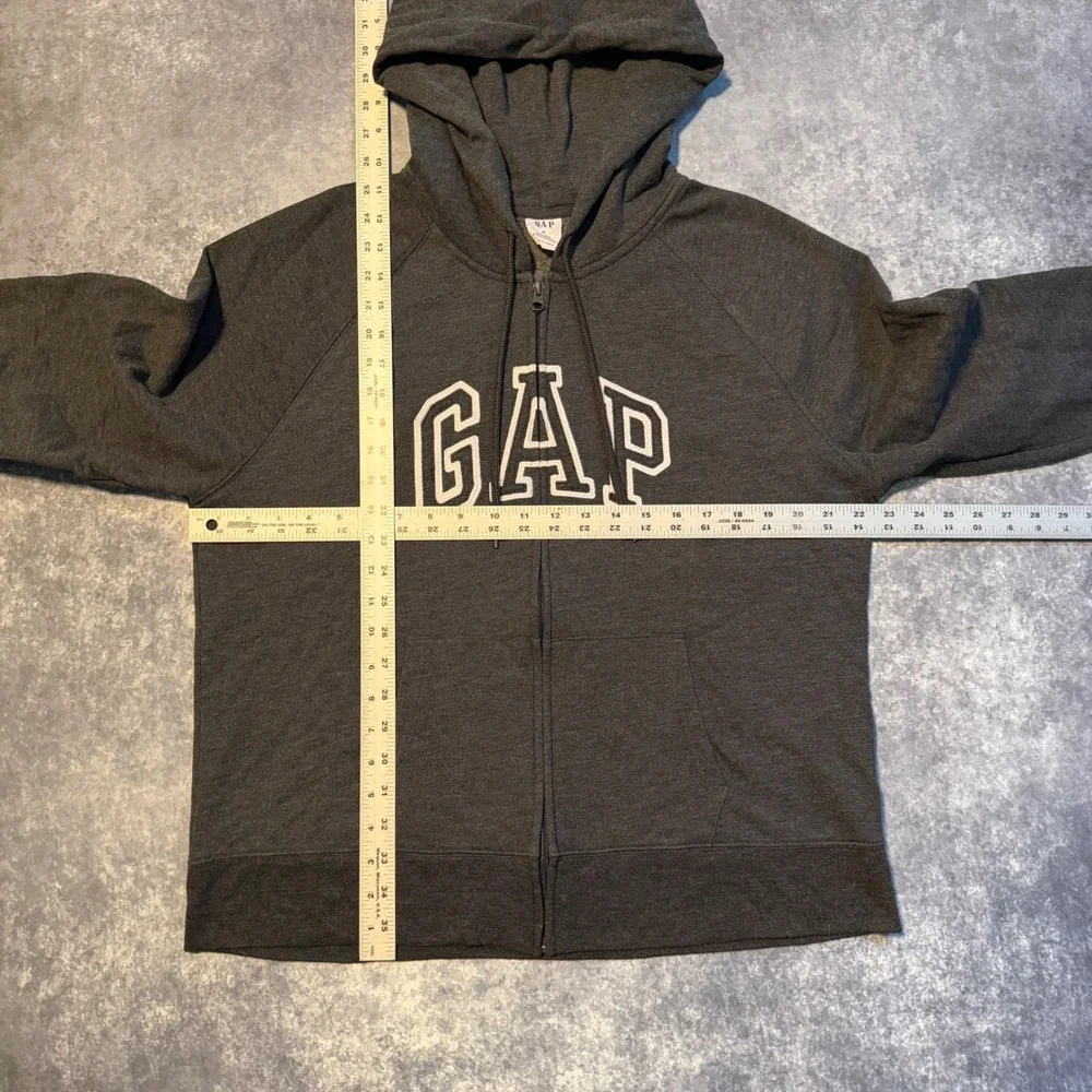Gap Women's XL Gray Full Zip Hoodie Arch Logo Raglan Sweatshirt Heather Charcoal - Picture 4 of 5